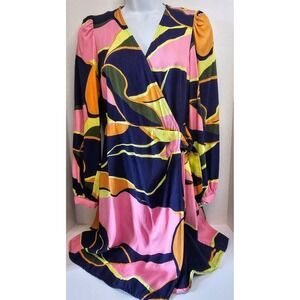 Anthropologie FRNCH Paris ABELINIA Wrap Dress SZ XS Abstract‎ Print L/S V Neck